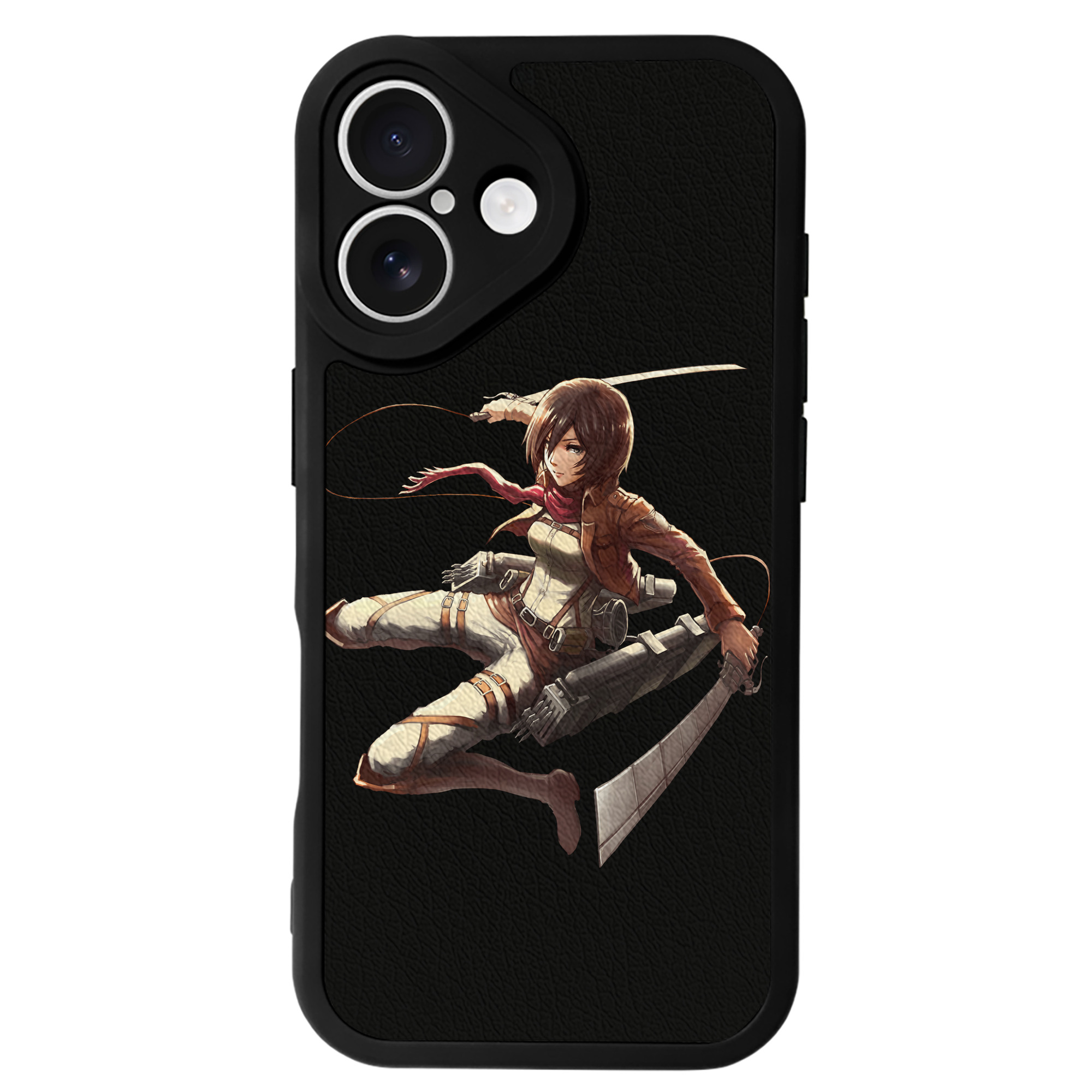 （画像用） 進撃の巨人 ミカサ·アッカーマン Attack on Titan Mikasa Ackerman 【iPhone 16シリーズ対応】シリコンスマホケース（レザー調） 材質：シリコン